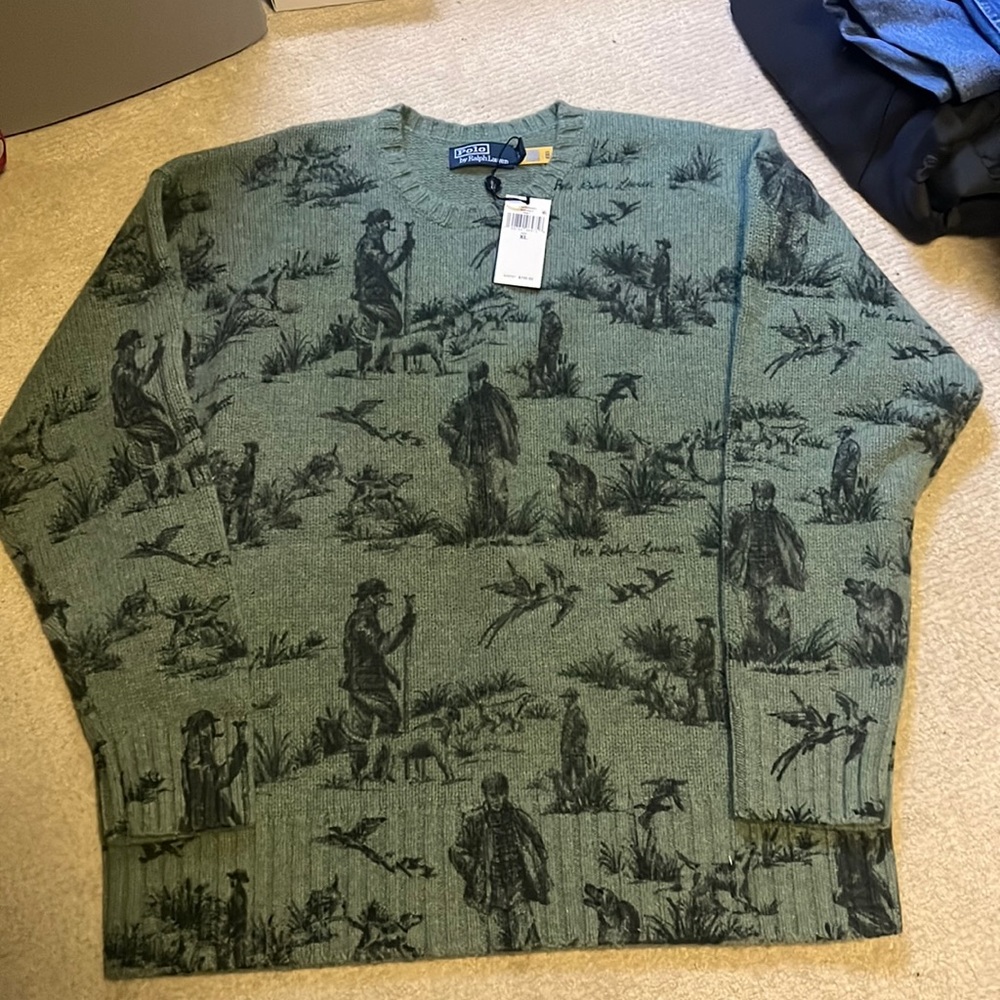 green sweater